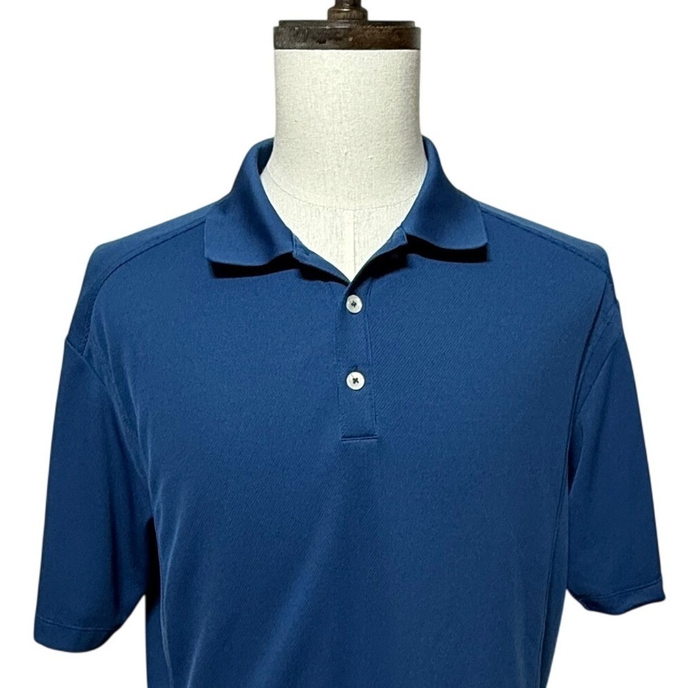 Nike Golf Dri-Fit Shirt Mens Large Solid Blue Polo Short Sleeve‎ Performance